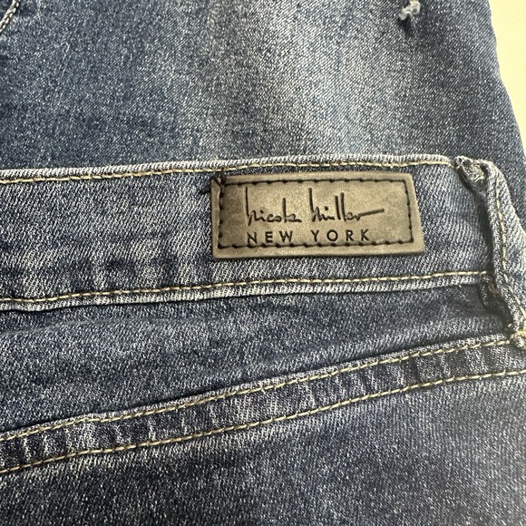 Nicole Miller Soho High Rise Skinny Crop Jeans Womens 10 Distressed Blue Denim - Picture 7 of 10